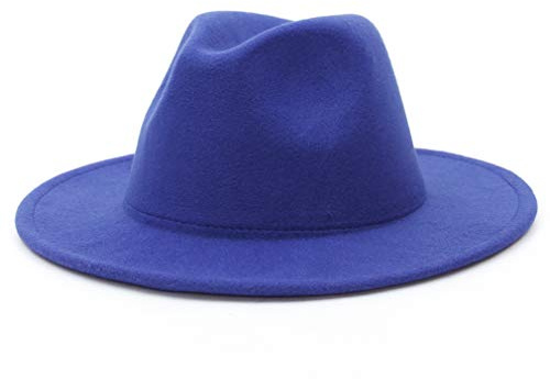 GEMVIE Cappello in Feltro Fedora Unisex Classico Cappello Panama Bombetta Uomo Donna a Falda Larga(Blu)