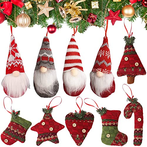 Yueser 10 PCS Ornamenti Pendenti Degli Gnomi Gnomi Natale Addobbo per Albero di Natale Decorazione Natalizia Campana Albero di Natale Calza per Rifornimenti Della Decorazione Dell'Albero di Natale