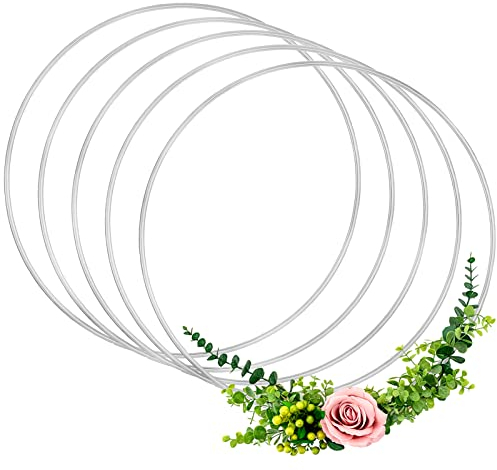 Anvin Confezione da 5 anelli in metallo da 20 cm, grandi cerchi in acciaio macramè, grandi cerchi rotondi per acchiappasogni, festival, progetti fai da te e artigianato (argento, diametro 20 cm)