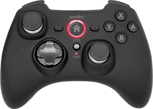 Speedlink RAIT wireless Gamepad med Bluetooth – trådlös handkontroll för Nintendo Switch/PC/Android, rörelsekontrollsensor, USB-C-laddningskabel, vibrationsfunktion, svart