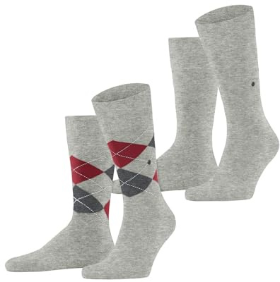Burlington Everyday Argyle Mix Multipack M So coton fantaisie 2 paires, Chaussettes Homme, Gris Light Heather 3223, 40-46