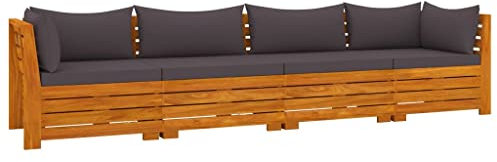 vidaXL Akazienholz Massiv Gartensofa 4-Sitzer mit Kissen Sofa Lounge Gartenset Gartenmöbel Garten Garnitur Sitzgruppe Ecksofa Mittelsofa
