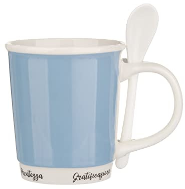 KASANOVA Mug azzurra 400 ml con cucchiaino azzurro Tavola,Tè e caffè
