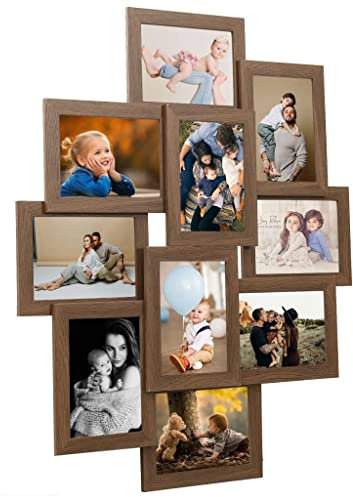 vidaXL Cornice per Collage 10x(13x18 cm) Foto Marrone Chiaro in MDF