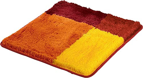 Erwin Müller WC-Vorlage ohne Ausschnitt Kallithea karo Grafik-Muster - flauschig weich, schnell trocknend, rutschhemmend, für Fußbodenheizung geeignet - Terra Größe 50x50 cm