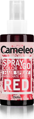 Cameleo – Spray & Go – färgspray för håret – röd – för blont, platina-blont och grått hår – spreja bara och klart – halvpermanent – omedelbart resultat – karneval hårfärg spray – 150 ml