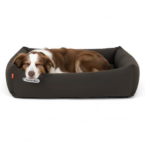 Doctor Bark Hundebett Orthopädisch - Waschbar bis 95°C, Geruchsfrei & Hygienisch - Kuscheliger Hundekorb Mittelgroße Hunde mit Hundematratze (L - 90x80 cm, Braun)