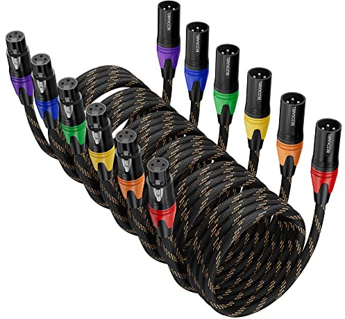 XLR-Kabel, XLR-Mikrofonkabel, 3 m, 6 Packungen, Mikrofonkabel für Mikrofone, Mixer und Lautsprechersysteme