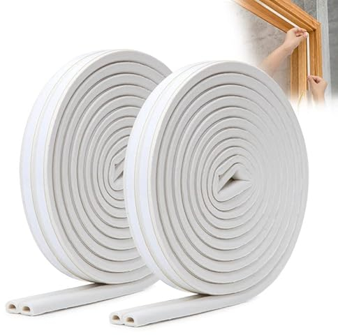 YOUSHARES 12m Dichtungsband Tür/Fenster Rahmen - Fensterdichtung, Dichtung Selbstklebend, Türdichtung Gummi Abdichten, Door Seal, Dichtband Schaumstoff Isolierung Kälteschutz, Schalldämmung (Weiß)