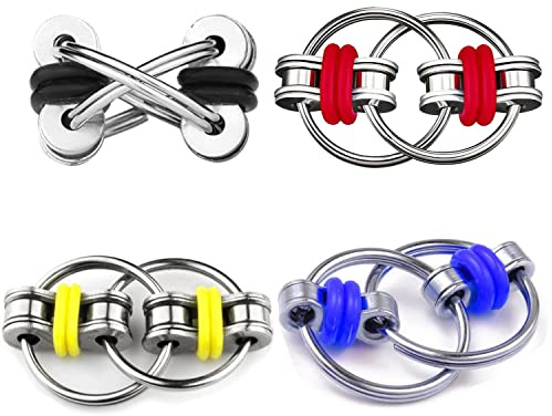 ZHjuju Flippy Chain Fidget,4 Stück Dekomprimierung Ketten-schlüsselring Bike Chain Fidget Set Unendlicher Flip Chain Dekompression Stressreduzierer für Erwachsene und Jugendliche
