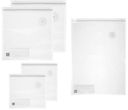 Guzzini - SAVE-IT Set 5 Sacchetti per Sottovuoto Riutilizzabili, 2 Misura M 21x22, 2 Misura L 30x34, 1 Misura XL 45x32 - Trasparente - 12340252