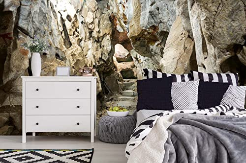 Vlies Fototapete GEHEIMNISVOLLE HÖHLE 375 x 250 cm (inkl. Kleister) - Vlies Tapete, Wandtapete, Wandbilder - Tapete für Wohnzimmer Schlafzimmer, Büro, Küche - Montagefertig