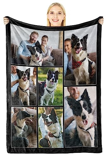 Giftove Personalisierte Decke mit Foto und Text, Hundedecke Katzendecken Waschbar und Flauschig, Hundedecke für Unterwegs Sofa Bett, Kleine Mittlere und große Größen