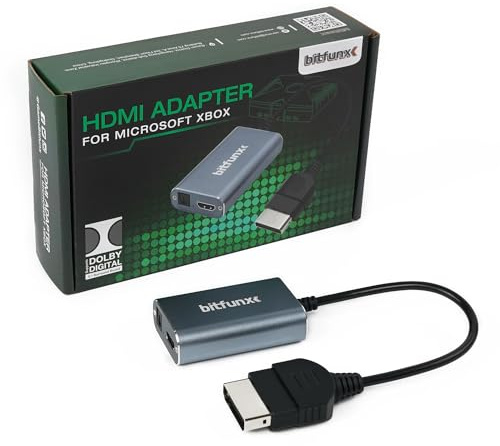 BITFUNX Original Xbox to HDMI™ Adapter, with Toslink Optical Audio | Support All XBOX Display Modes and Full Dolby Digital 5.1 Audio, HD Link Cable for Microsoft Xbox, Plug&Play, No Extra Power