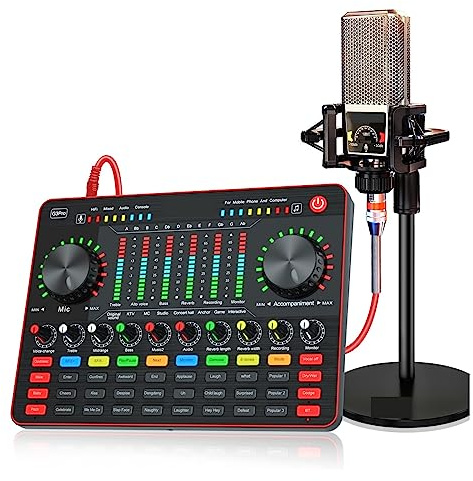 EBAYTV Kit Scheda Audio, Live Sound Card Studio Microfono a Condensatore Kit Audio Webcast Mixer for Cellulare PC Laptop Trasmissione Live Streaming(G3 pro with PK King)