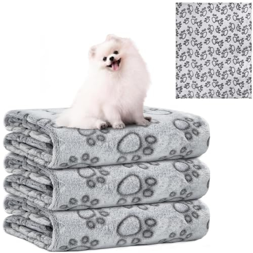 LATRAT 3 Pack Hundedecke Katzendecken Waschbar und Flauschig, Kuscheldecke Hund Flauschig Katzendecke, Sofaschoner für Hunde, Hundedecke Sofa, Grau