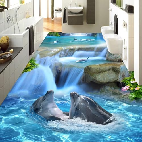 Boden Wandaufkleber Abnehmbare Wandtattoos Delphin 3D-Bodenaufkleber, Wandtapete, 150 x 105 cm Bodenfliesen Wandbilder Aufkleber Selbstklebendes Vinyl Wallpaper, Epoxidharz