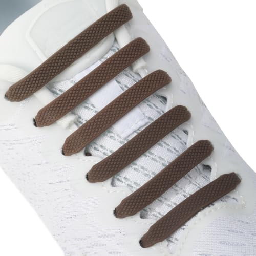 7STROBBS 2 Paia Lacci Marrone Scarpe Elastici per Bambini e Adulti,Sneaker Stringhe Elastiche in Silicone Marrone per Air Force 1,No Tie Shoelaces per Uomo e Donna