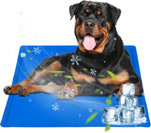 Oziral Haustier Kühlmatte für Hund, Dog Cooling Mat Kühlmatte für Hund & Katzen Sommer Kühlkissen wasserdichte rutschfeste hundematte für Zuhause Unterwegs oder im Auto (Blau, 50 * 65cm)