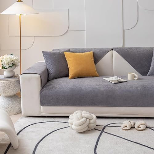YWQJL Sofabezug 1 2 3 4 Sitzer Sofaschoner rutschfest Couchbezug L Form Waschbarer Dekor Perim Sofa Decken Sofaschutz Katze Hund Decke Doppelseitiger Gesteppter(H,Pillowcase30x50cm)