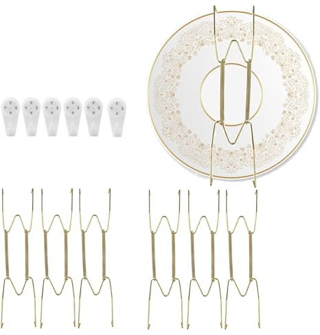 ieron Lot de 6 cintres pour assiettes murales, 10,2 cm, crochets à ressort, accessoires de décoration murale
