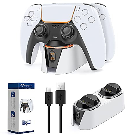 AXFEE Chargeur Manette PS5M, Station de Charge pour 2 Manette DualSense PS5 & Edge, 2H Rapide Chargeur USB avec Câble avec Indicateur LED pour Manette PS5