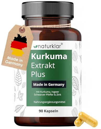 Kurkuma Extrakt Kapseln - 5-Fach Kombi - entspricht 5.200mg Kurkuma pro Tagesdosis - Curcuma Kapsel hochdosiert mit Curcumin, Ingwer, Piperin & Zink - 90 Kapseln - Vegan aus Deutschland