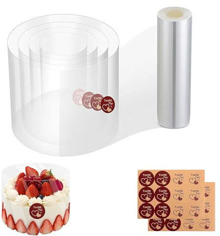 Neylokfen Tortenrandfolie 20cm x 5m Transparent Acetat Rolle, Wiederverwendbar, Hochwertiges PET-Material, Ideal für Cremetorten, Mehrstöckige Torten und DIY Kuchen