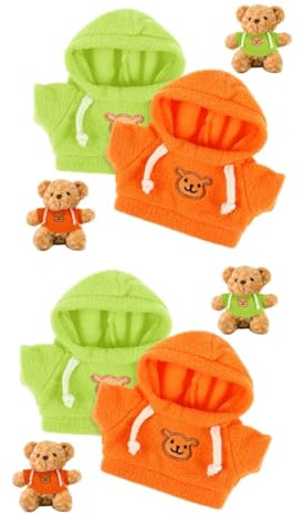 Alasum Bärenpuppenkleidung 4 Stück Kapuzenpullover Für Kuscheltiere Aus Stoff Weich Und Bequem Dekorative Puppenkleidung Für Ausgestopfte Bären Spielzeugzubehör