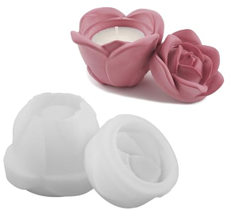 Eladcncmc 3D Rose Kerzenhalter Formen Harz Glas Formen Mit Deckel Formen Für Die Herstellung Von Kerze Tasse Schmuck Fall Teelicht