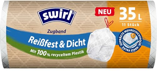 Swirl® Bolsas de basura con cordón de 35 l, resistentes y herméticas (11 ks)