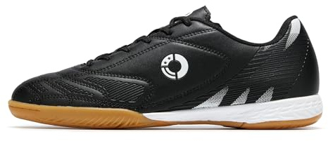 LEOCI Herren Hallenfußballschuhe Erwachsene Trainer Gummi Futsal-Schuhe für athletische flache Außensohle Gym Training Sneaker, Schwarz , 38 2/3 EU
