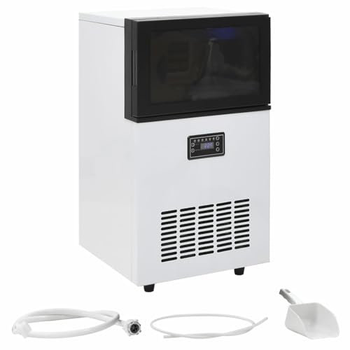 Sufrk Ismaskin svart 45 kg/24 h-ismaskin, ismaskin hem självrengörande, professionell ismaskin