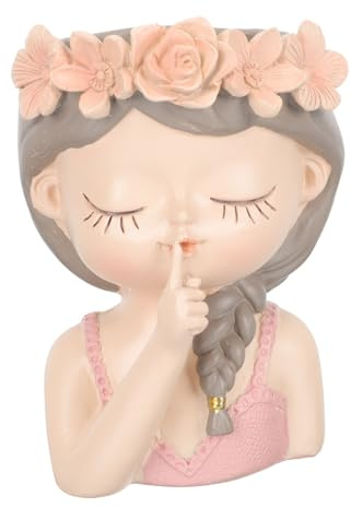 Blumentopf Frauenkopf Keramik Rosa, Kreative Mädchenfigur für Zuhause | Sukkulenten, Leichter Pflanztopf für Garten, Zubehör in Zufallsfarbe Zufällige Farbe