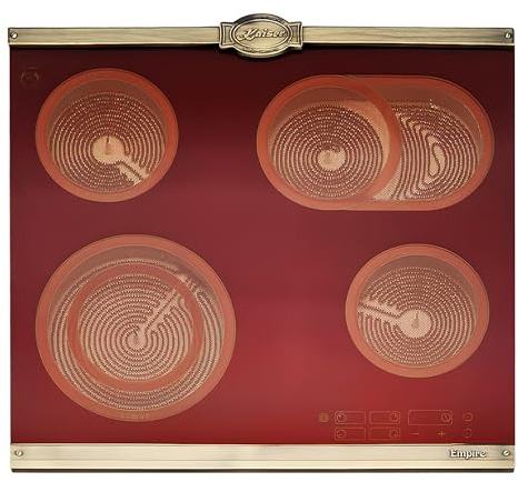 Kaiser Empire KCT 6185 RotEm · Autarkes High-Light Glaskeramik Kochfeld 60 cm · Elektro Kochfeld 4 Zonen · Zweikreis & Bräterzone · Touch Control · Retro Rot Design