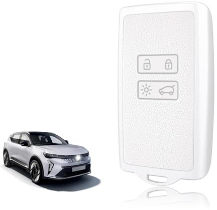 TOOMUME Schlüsselhülle Silikon, Autoschlüssel Hülle Passt für Renault Captur Clio Kadjar Megane Arkana Austral Zoe Scenic Talisman Dacia Duster, Schlüsselcover Gold & Silberrand Lederstruktur