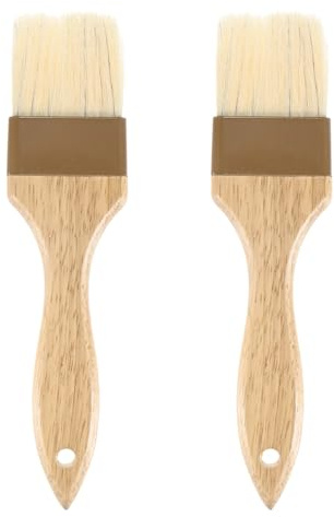 M METERXITY 2-Pack Pennello Da Pasticceria, Manico In Legno Setole Naturali Pennello Per Condire BBQ Olio Per Cucina/Barbecue/Cucina [2]