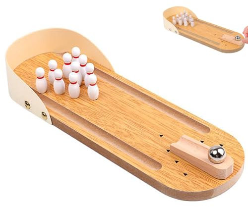 DAYIsjz Tisch Mini Bowling Spiel Bowling Set Kinder mit 10 Pins Verpackungen Bowlingkugel Hölzerne Desktop Mini Desktop Bowling Dekompressionsspielzeug Für Kinder Spiel Kegelspiel