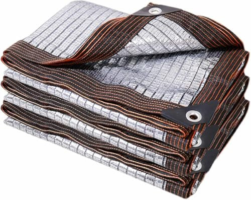 Telo ombreggiante con bordi e fori, 6 x 10 m, ideale per pergole, serre, piante, giardini, telone riflettente per auto, resistente ai raggi UV, perfetto per pollai, cucce e prati