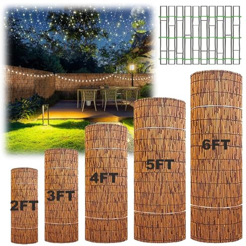 Valla de listones de privacidad tejida a mano, respetuosa con el medio ambiente, 5 pies de alto, valla natural para privacidad, decorativa, de bambú, impermeable, transpirable, 80 cm x 1500 cm