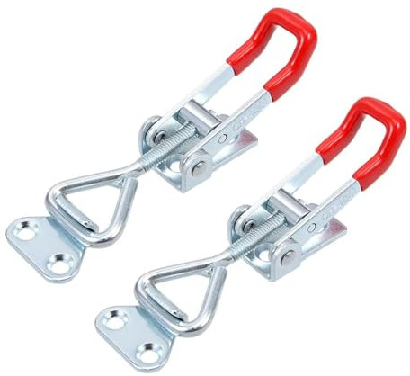2 Stück Zugverriegelung Typ Knebelklemme, verstellbar, verzinkt, mit rotem Griff, 150 kg Kapazität, Modell 4001