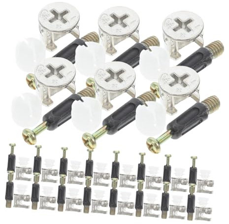 Cabilock 24juegos Conectores Para Muebles De Kit Con Varillas Autorroscantes y Tuercas Excéntricas Para Armario Herrajes De Conexión Para Muebles Para Ensamblaje y Reemplazo De Herrajes De