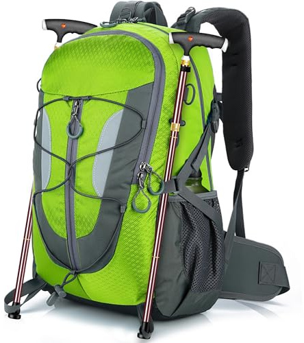 OUUTMEE 30L Sac à Dos de Randonnée Imperméable pour Hommes et Femmes, sac à dos Trekking Ultra Léger, Sac à dos Voyage pour Camping, Randonnée, Escalade, Voyage et Alpinisme (Vert Clair)
