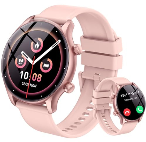 vamout Montre Connectée Femme, 1.39 Smartwatch Femme avec Appel Bluetooth, IP68 Étanche Montre Connectee avec 120+ Sportifs, Rose pâle