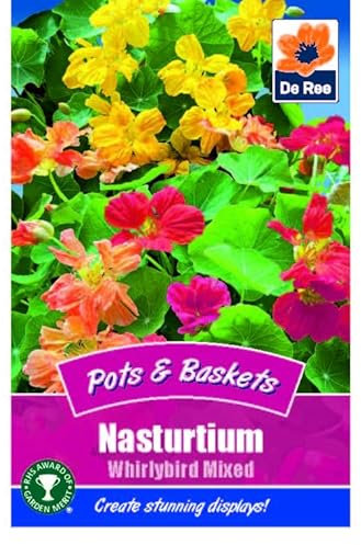 Flower Seeds Nasturtium Whirlybird Mixed - 8 Seeds Packet Plant Bedding Borders Containers Pots Grow Your Own Garden Plant Seed