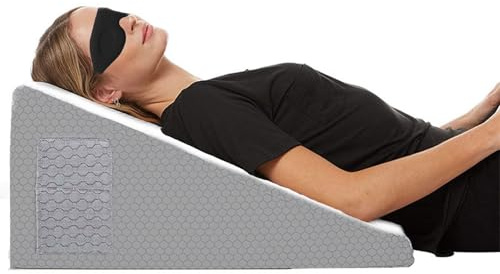 KATLKIU KATKLU Adjustable Bed Wedge 50×50×26cm, Pillow Memory Foam Back Support Cushion for Acid Reflux, Snoring, Post Surgery Recovery & Reading – Orthopedic Set-with Free 3D Sleep Mask
