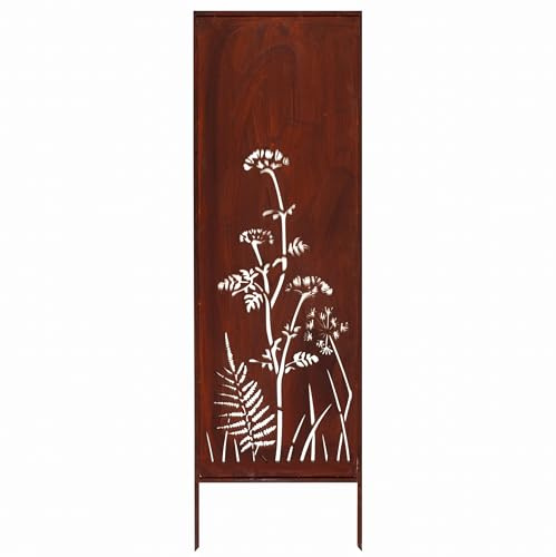 Kapaga Brise-vue en métal - 160 x 50 cm - Aspect rouille | Pour jardin et terrasse - Corten, élément brise-vue - Pare-vue - Clôture décorative de jardin - Rouille (prairie)
