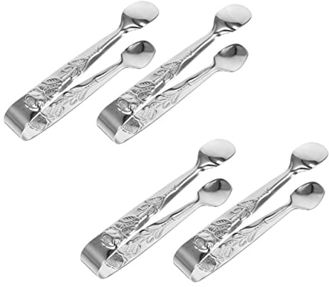 ZUNOXAZ 4 pièces Pince à Glace Inox avec Dents Crantées Ergonomique pour Biscuits Sucre Glaçons Service Buffet Cuisine