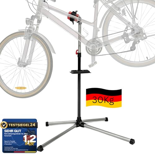 Generisch Fahrradmontageständer bis 30kg – Stabiler Reparaturständer für E-Bike, MTB & Rennrad | Höhenverstellbar 109-180cm, 360° Drehklemme & Magnet-Ablage
