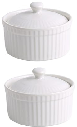 VANZACK Set 2 Ciotole in Ceramica per Dolci e Budini Utensili da Forno per Mousse e Torte Piccole Ciotole da Cucina Antiaderenti per Uso Domestico